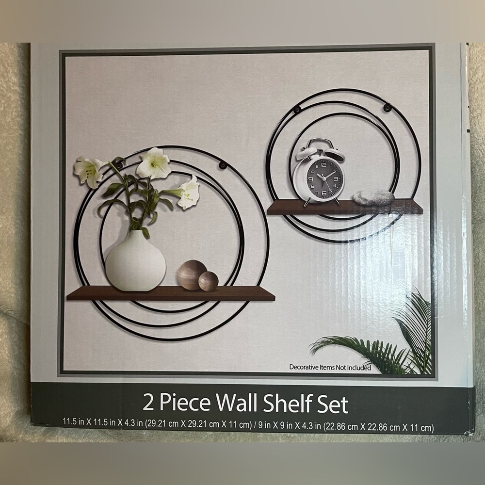 Modern Black and Brown Scone Wall 2 Piece  Shelf Set